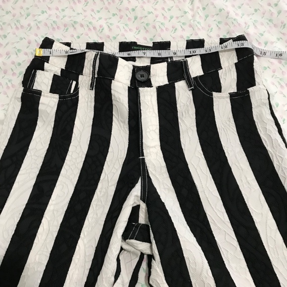 Tricotto Stripe Jeans Pants Women’s Size 6/S Black White Punk Alt Goth Pockets - Picture 11 of 16